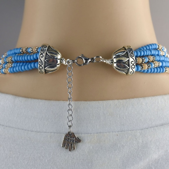 Seed Bead & Sea Sediment Jasper Necklace Earring - Picture 3 of 4